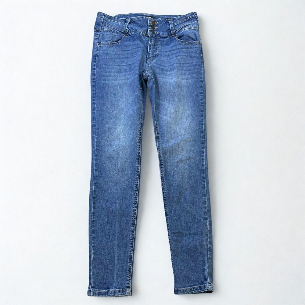 D.jeans Skinny Jeans Womens 6 Blue Stretch Denim Mid Rise Three Button